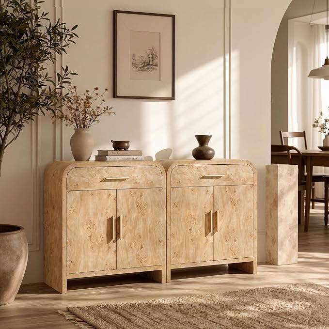Set of 2 Curved Buffet Storage Cabinet - Image 3