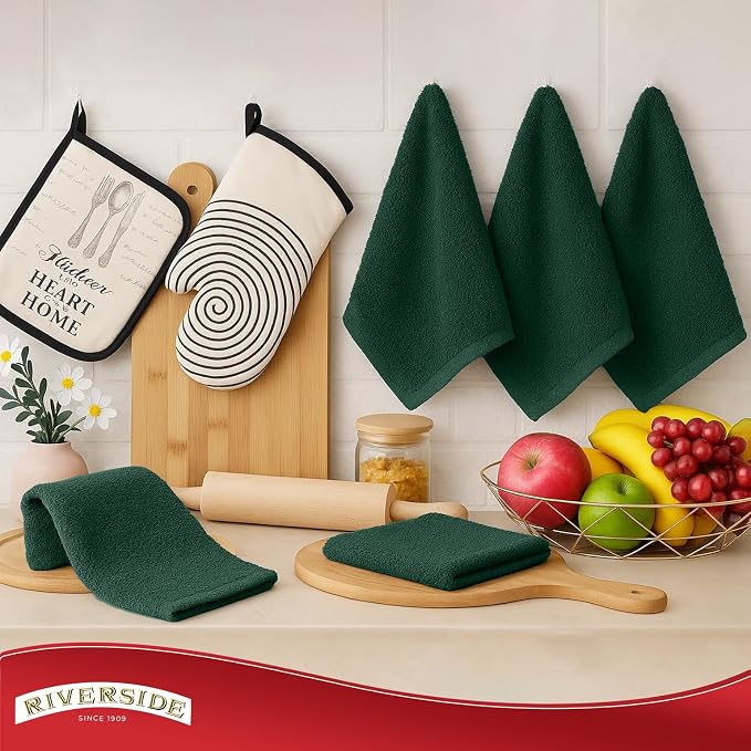 RIVERSIDE Bar Mop Towels Pack of 12, 16x19 Inches, 100% Ring Spun Cotton Terry - Image 6