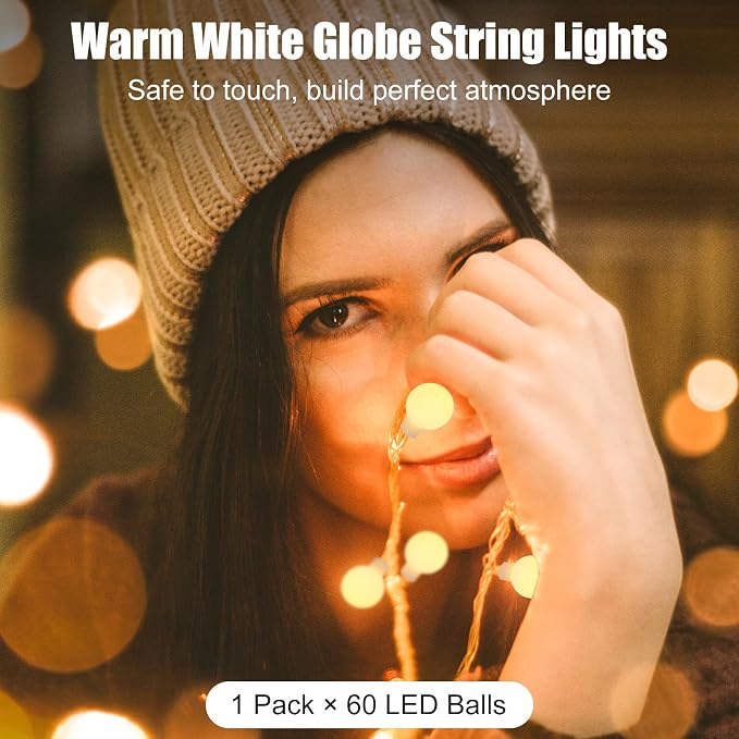 Minetom Battery Operated String Lights, 21FT 60 LED Globe Fairy Lights - Image 6