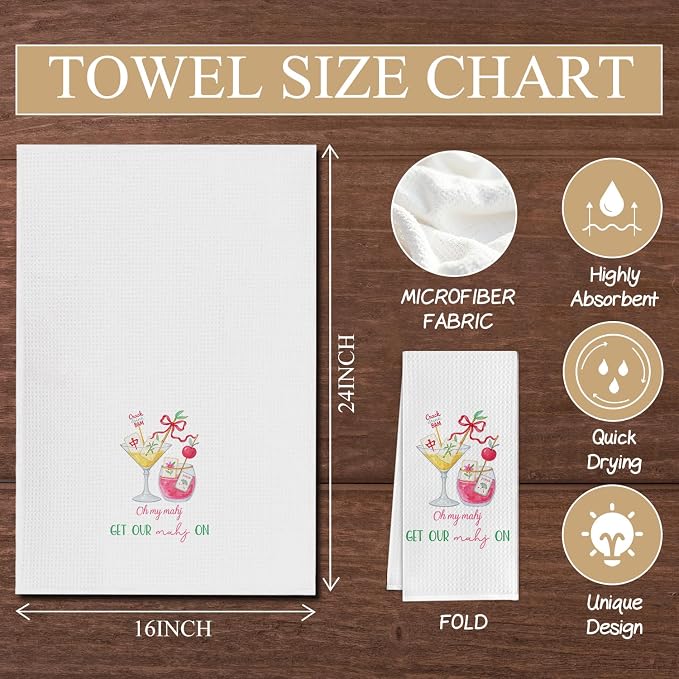 Coquette Mahjong Cocktail Kitchen Towels, Mahjong Lovers Players Gifts - Image 6