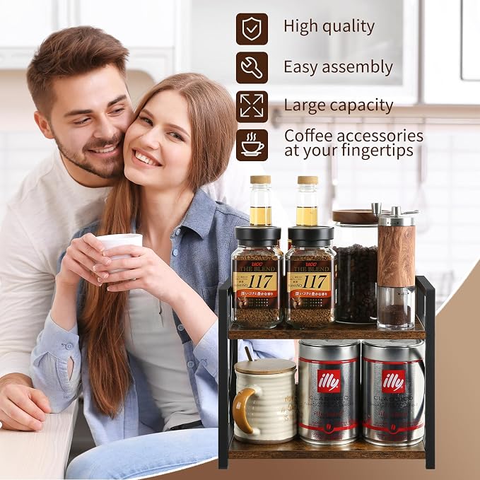 YINMIT Countertop Shelf Organizer, Coffee Bar Accessories, Spice Rack, Coffee - Image 7