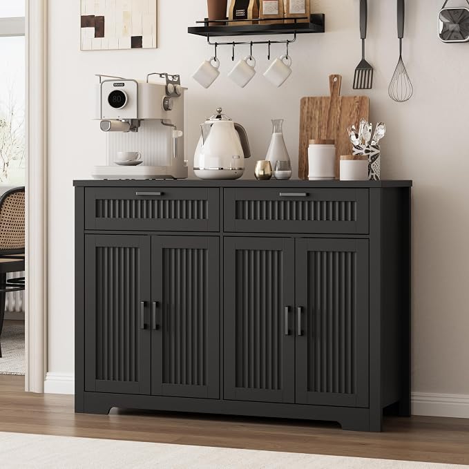 Buffet Cabinet with 2 Storage Drawers, Farmhouse Coffee Bar Table with Storage - Image 7