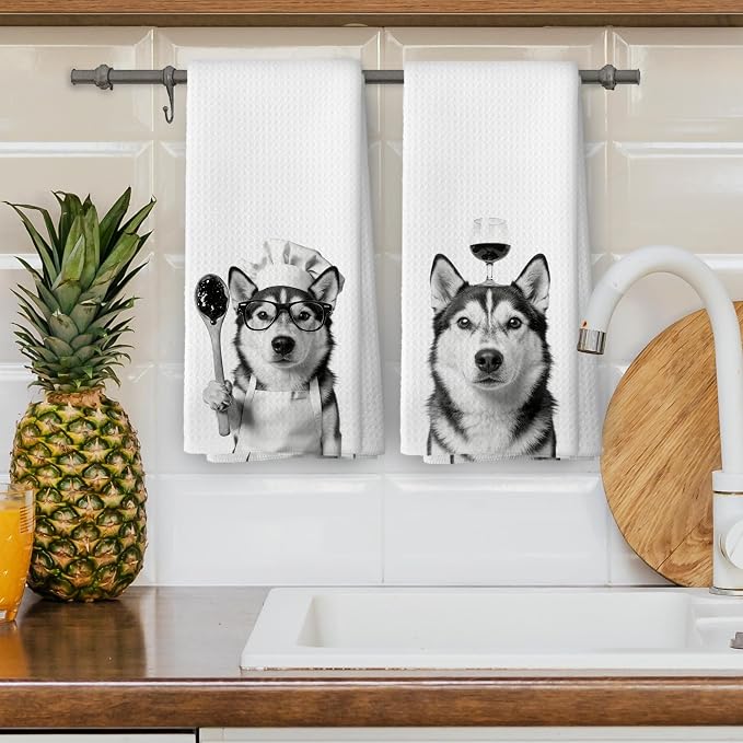 Funny Siberian Husky Hand Towels, Siberian Husky Gifts - Image 4