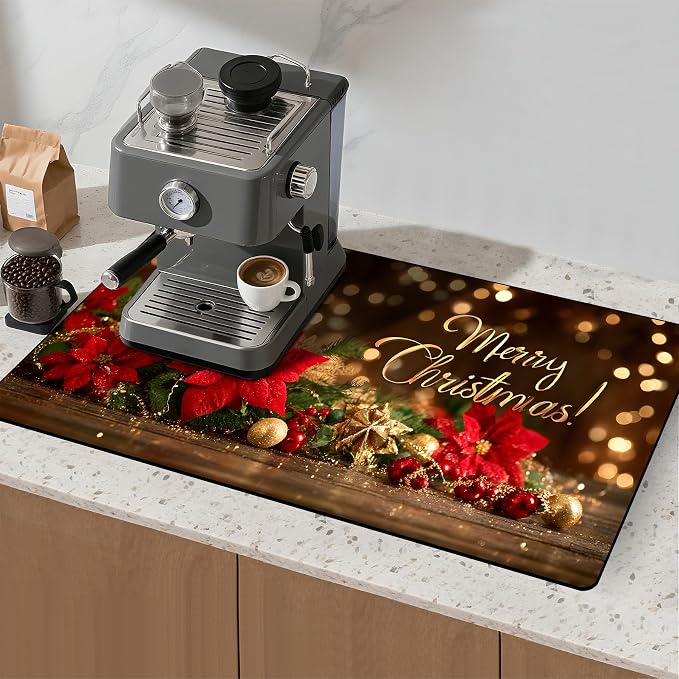 BVBOX 17" x 32" Coffee Bar Mat, Absorbent Dish Drying Mat Cuttable Hide Stain - Image 2