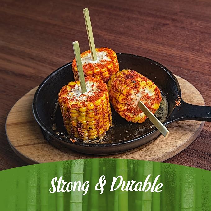 BambooMN Flat Sticks Bamboo Kebab Food Drink Skewers - Image 8