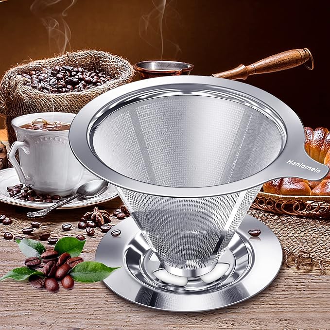 Hanlomele Pour Over Coffee Dripper, Paperless Reusable Coffee Filter, Pour Over - Image 6