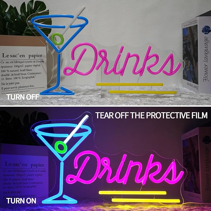 Drinks Neon Sign Dimmable Cocktail Neon Light Sign - Image 5