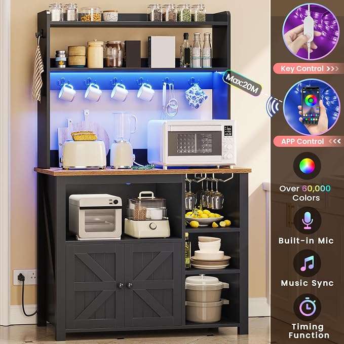 Itaar 35.4 inch Coffee Bar Cabinet, Bakers Rack - Image 4