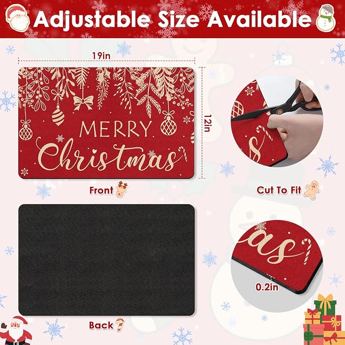 Arttown Coffee Mat for Countertops, Christmas Ball Branch Leaves Golden Red - Image 3