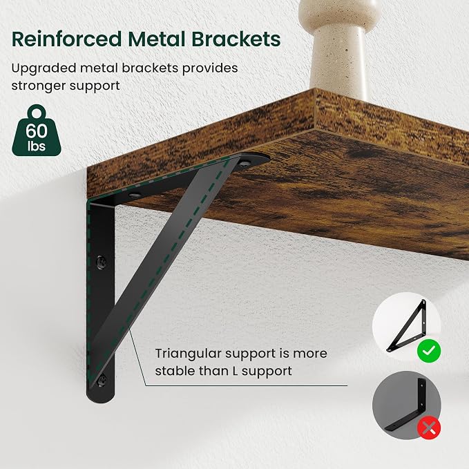 Floating Shelves 8 Inch Deep, 36W x 8D Wall Shelf Set of 2, 60 lbs Heavy Duty - Image 5