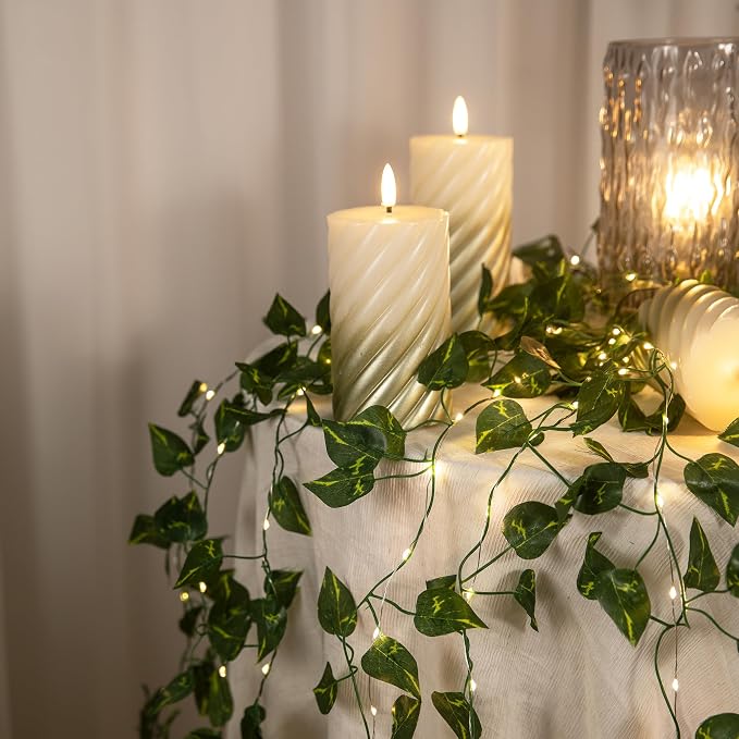 Vine with Fairy Lights, 2 Pack 40 LEDs Vine Lights Pothos Battery Operated - Image 4