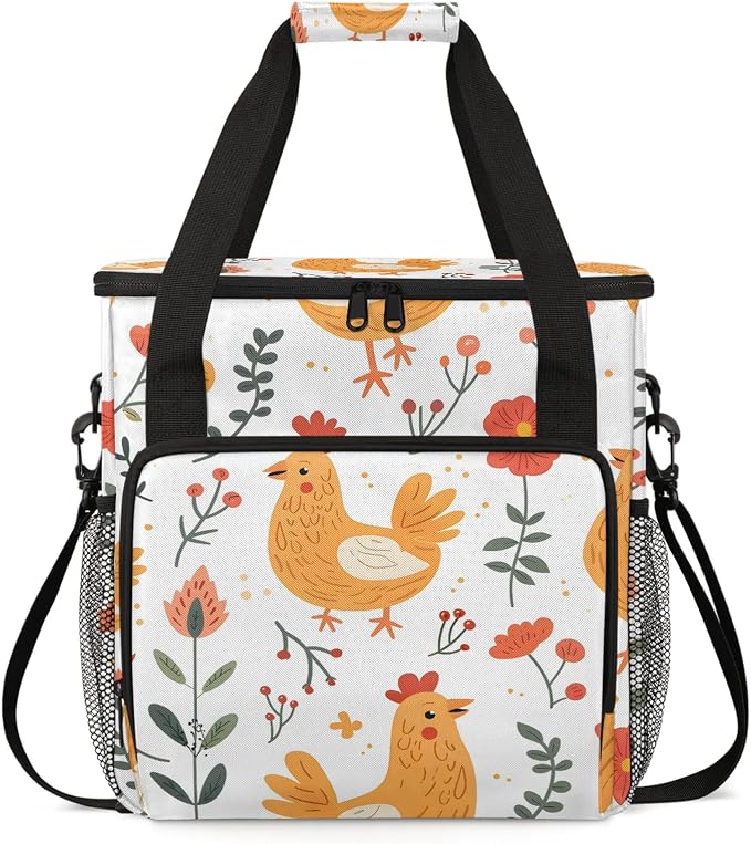 Farmhouse Rooster Chickens Coffee Maker Carring Bag, Large Insulated Storage by Home