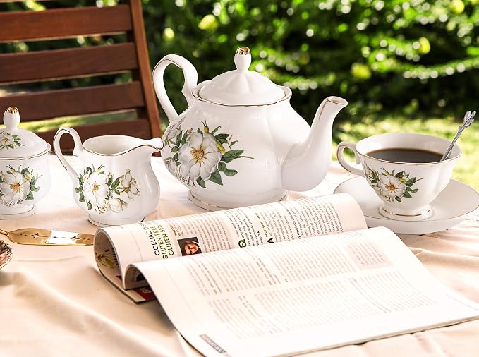 CHENP.HMC Porcelain Tea Set Tea Cup Set 22-Piece Porcelain Ceramic Coffee Tea - Image 5