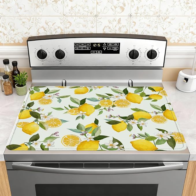 Lemon Fruits Induction Cooktop Protector Mat 28x20 Inch, Heat Resistant Non by Unknown