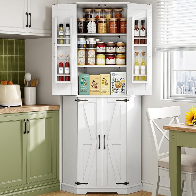 IRONCK Corner Cabinet, 6-Tier Freestanding Farmhouse Pantry by IRONCK