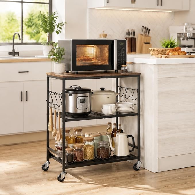 3-Tier Rolling Microwave Cart by Vomiliku