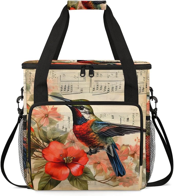 Hummingbird Notes Coffee Maker Carring Bag, Large Insulated Storage Organizer by Home