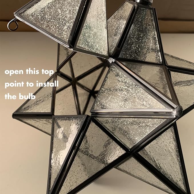 14'' Moravian Star Pendant Light Seeded Glass Star Lights - Image 9