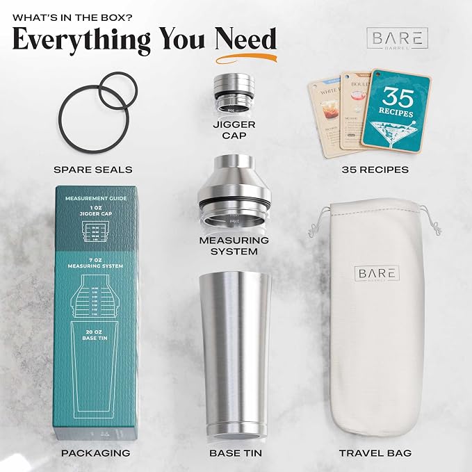 BARE BARREL Insulated Cocktail Shaker Set | Double Wall Stainless Steel | - Image 6