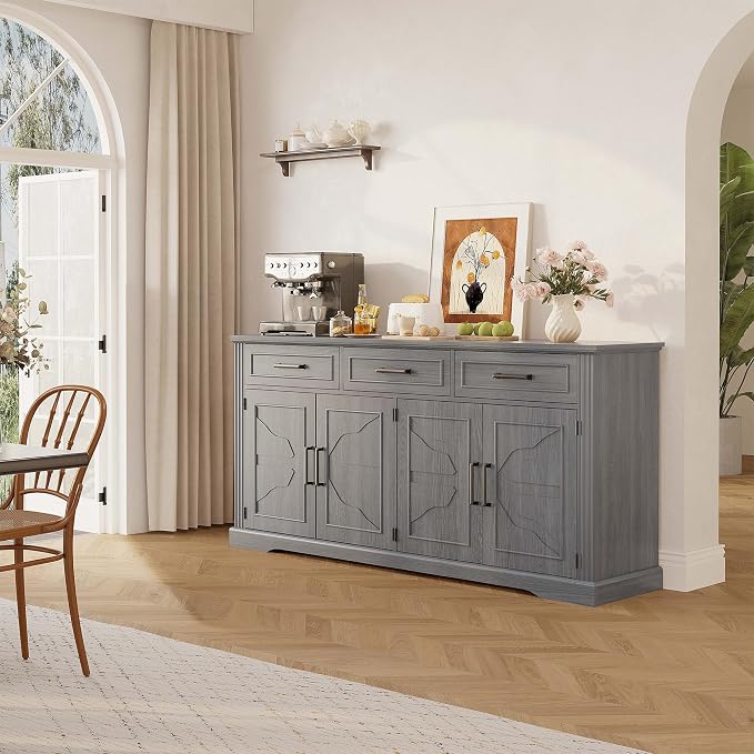 Garvee 66" Modern Farmhouse Sideboard Buffet Cabinet - Image 8