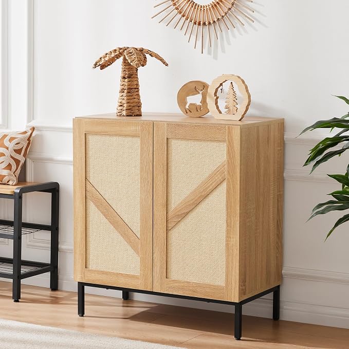 Mericonia Buffet Cabinet with Storage, Sideboards 2 Doors with Metal Base and by MERICONIA