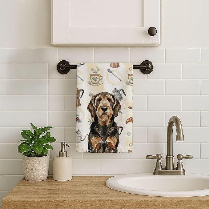 Caroline's Treasures Black and Tan Otterhound Coffee Bar Kitchen Towel Velour - Image 7