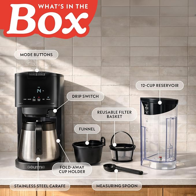 Gourmia 2-in-1 Single Serve and 12 Cup Coffee Maker - Image 7