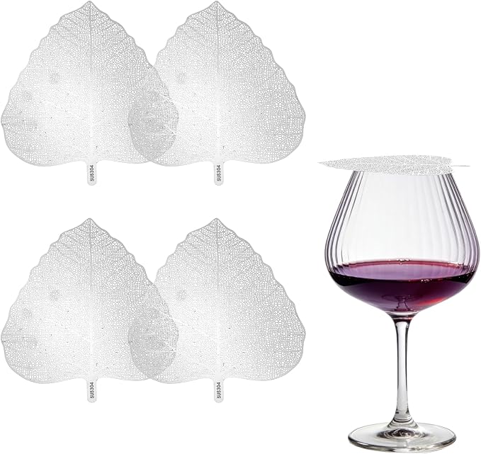 uxcell 4 Pcs Stainless Steel Drink Covers, Leaf Shape Wine Glass Covers by uxcell