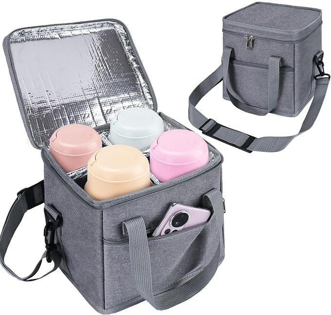 Reusable Drink Carrier with Handle, Tip-Resistant 4 Cup Insulated Bag, by AZAMIA