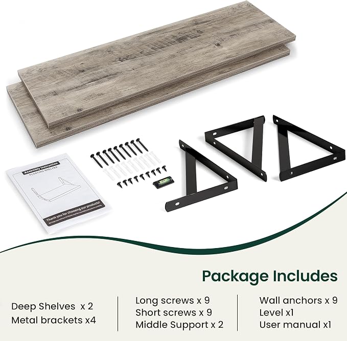 Floating Shelves 12 Inch Deep, 48W x 12D Wall Shelf Set of 2, 70 lbs Heavy Duty - Image 4