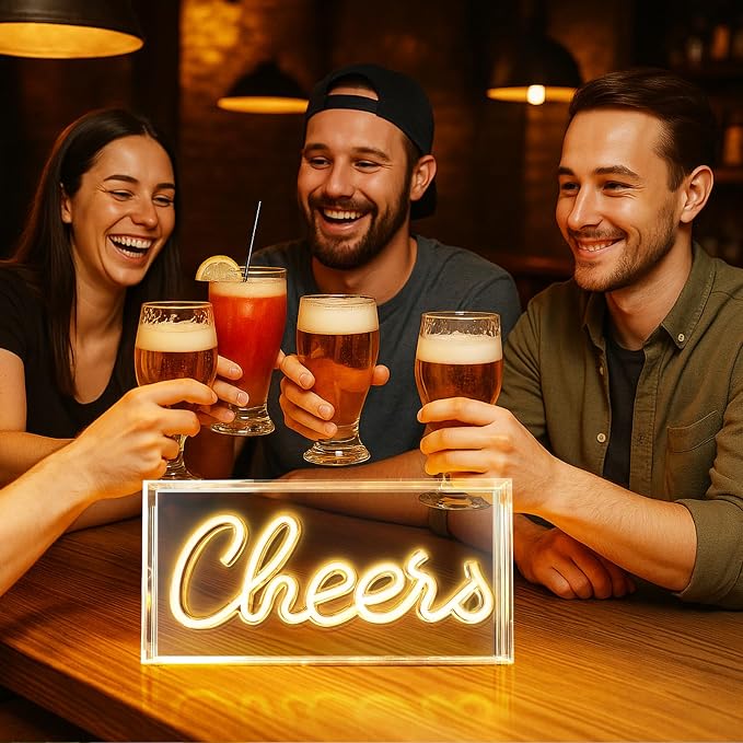 Cheers Neon Sign, USB LED Desk Lightbox Cheers Sign - Image 8