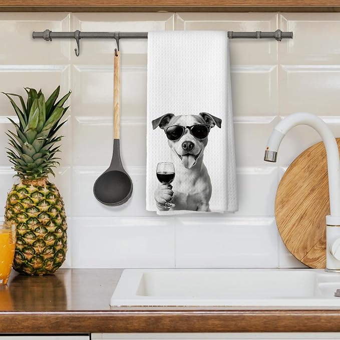 Funny Jack Russell Wine Bar Kitchen Dish Towels, Jack Russell Gifts - Image 4