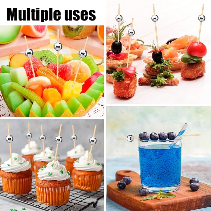 600 Pcs Cocktail Picks Silver Disco Ball Decorative Toothpicks - Image 6