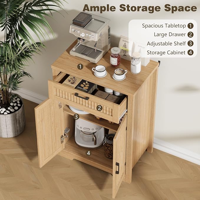 Buffet Cabinet with Storage Drawer, Farmhouse Coffee Bar Table with Storage - Image 7