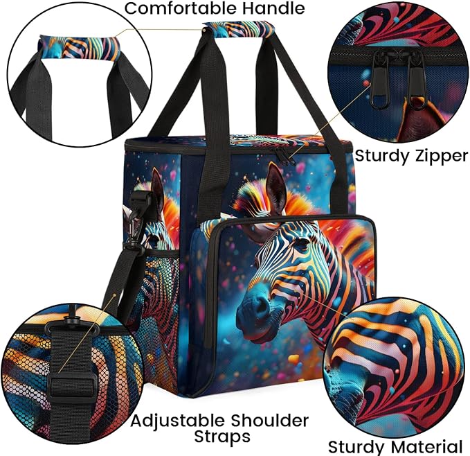 Funny Zebra Coffee Maker Carring Bag, Large Insulated Storage Organizer Case - Image 6