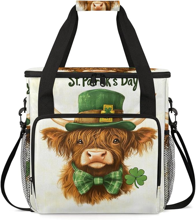 Highland Cow St. Patrick's Day Coffee Maker Carring Bag, Large Insulated by Home