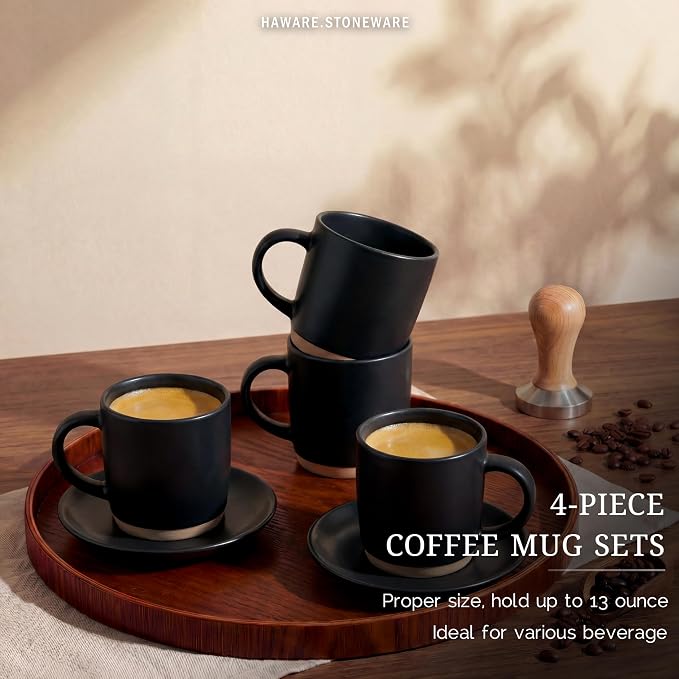 HaWare 13OZ Coffee Mugs Set of 4, Stoneware Coffee Cups, Ceramic Latte Mug - Image 3