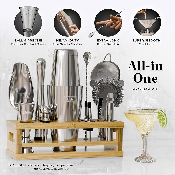 BARE BARREL® Mixology Bartender Kit Bar Set | 16-Piece Cocktail Shaker Set | - Image 2