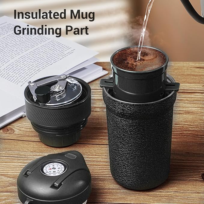 banapoy All in 1 Manual Coffee Bean Grinder, Portable Pour Over Coffee Maker - Image 2