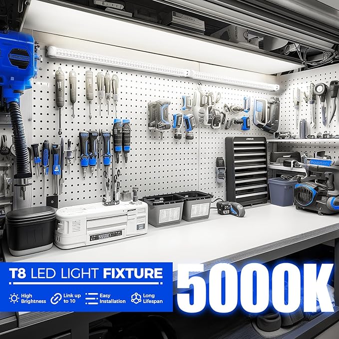 Barrina LED Shop Lights 2FT, 20W 3000LM 5000K, T8 LED Light Fixture, Ceiling - Image 4
