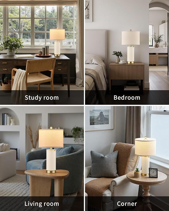 KDG 23.4" White PU Leather Table Lamps - Image 6