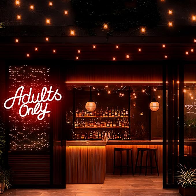 Adults Only Neon Sign for Wall Decor Red Text Light Up Sign Business Signs Neon - Image 4
