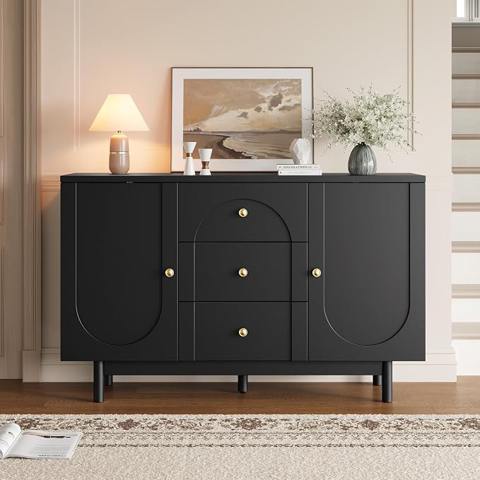 Buffet Cabinet with Drawers, Modern Coffee Bar Station Kitchen Table - Image 8