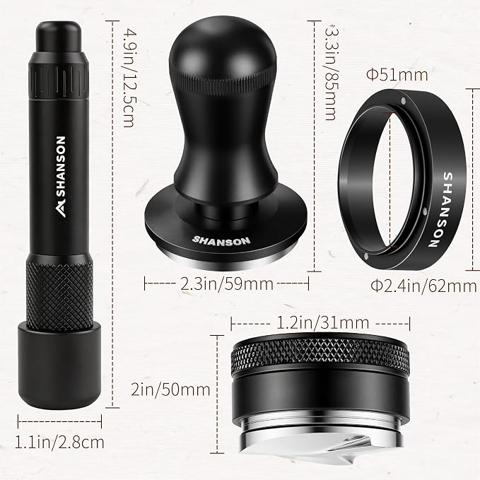 ShanSon Espresso Accessories Kit, 4-Piece Set, Distributor, Dosing Funnel - Image 2