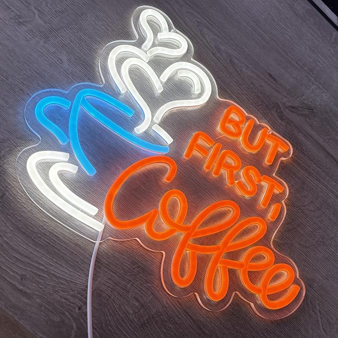 But First Coffee Neon Sign Large 5V USB Powered Acrylic Neon Lights - Image 4