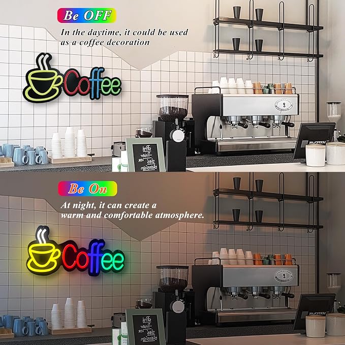 Coffee Neon Signs For Wall Decor, CoffeeBar Sign Dimmable USB Powered Neon - Image 4