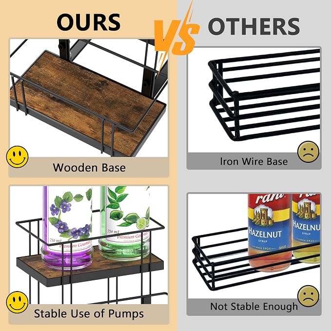 Alyoen Coffee Syrup Rack Organizer, 4 Bottles Syrup Holder Stand - Image 3