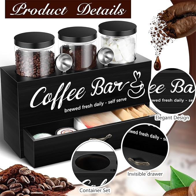3 Pcs Coffee Bar Containers Set Include Coffee Sugar Container - Image 3
