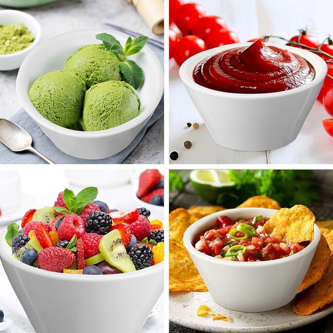 Domensi 18 Pcs 8 oz Porcelain Bowls Small Dessert Bowls Porcelain Broth Cups - Image 7
