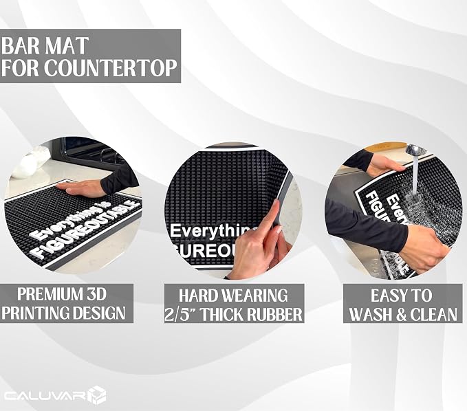Everything is Figureoutable Silicone Bar Mat 18x12 in, Motivational Gift - Image 3